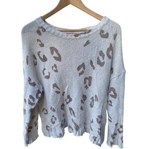 TIME AFTER TIME White/Brown Leopard Pullover Sweater I Size: M